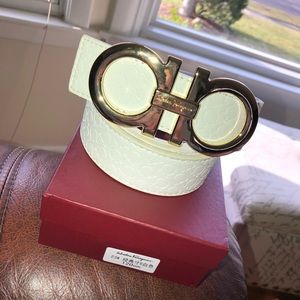 White Ferragamo Belt